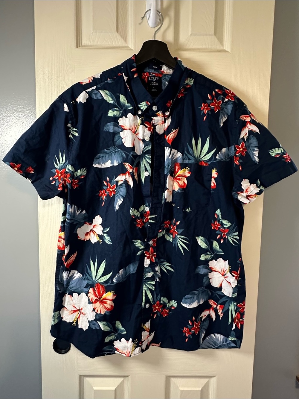 J. Crew Hawaiian Navy Short Sleeve Floral Button-Down Shirt